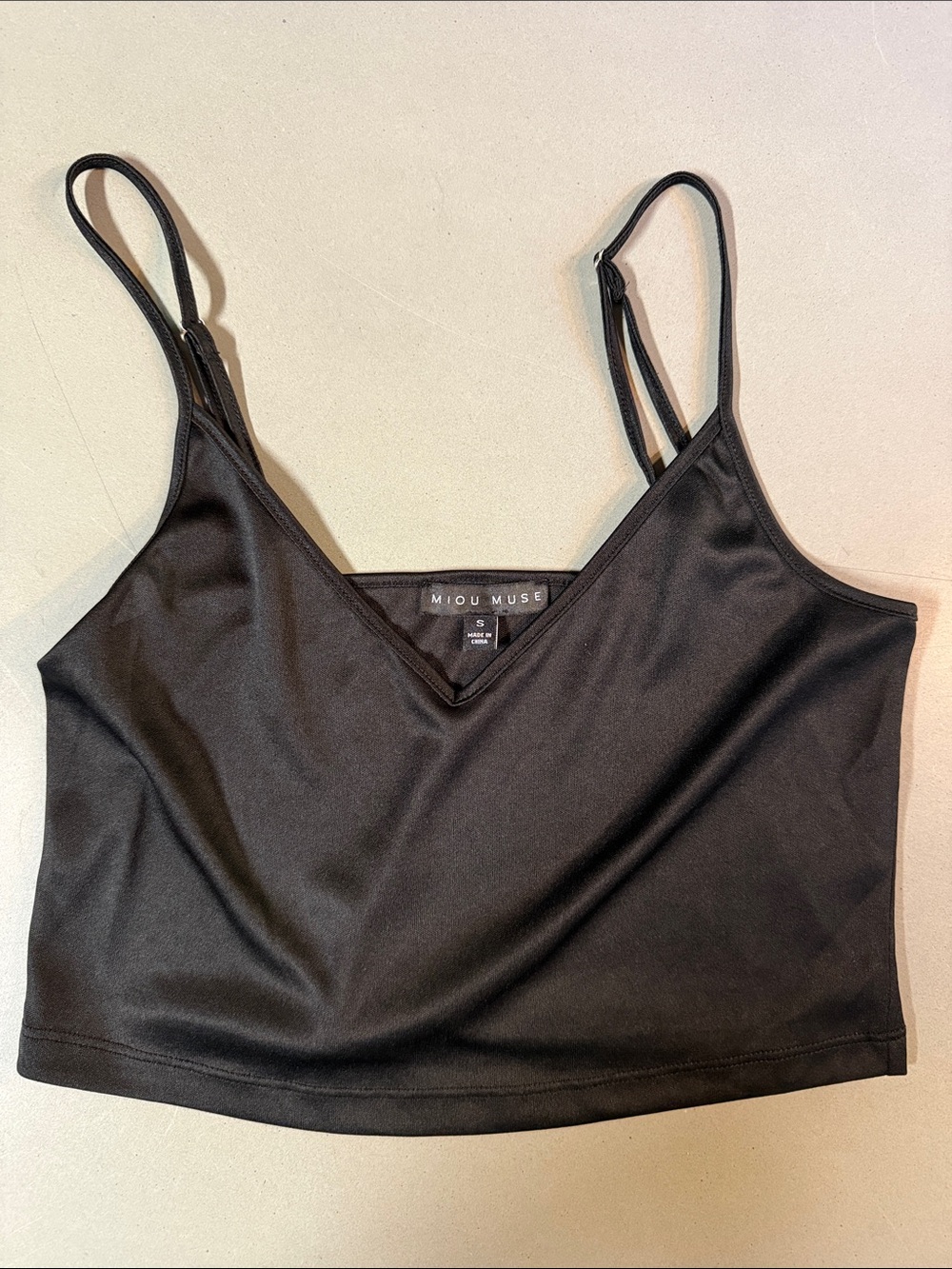 Muse Black V-Neck Crop Tank Top